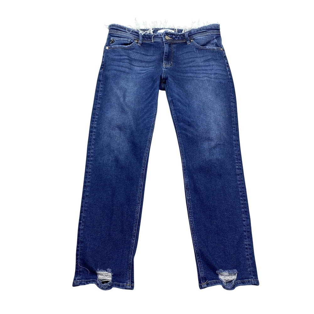 KanCan Medium Wash Raw‎ Frayed Waist Straight Leg Distressed Jeans KC8651D 11/29